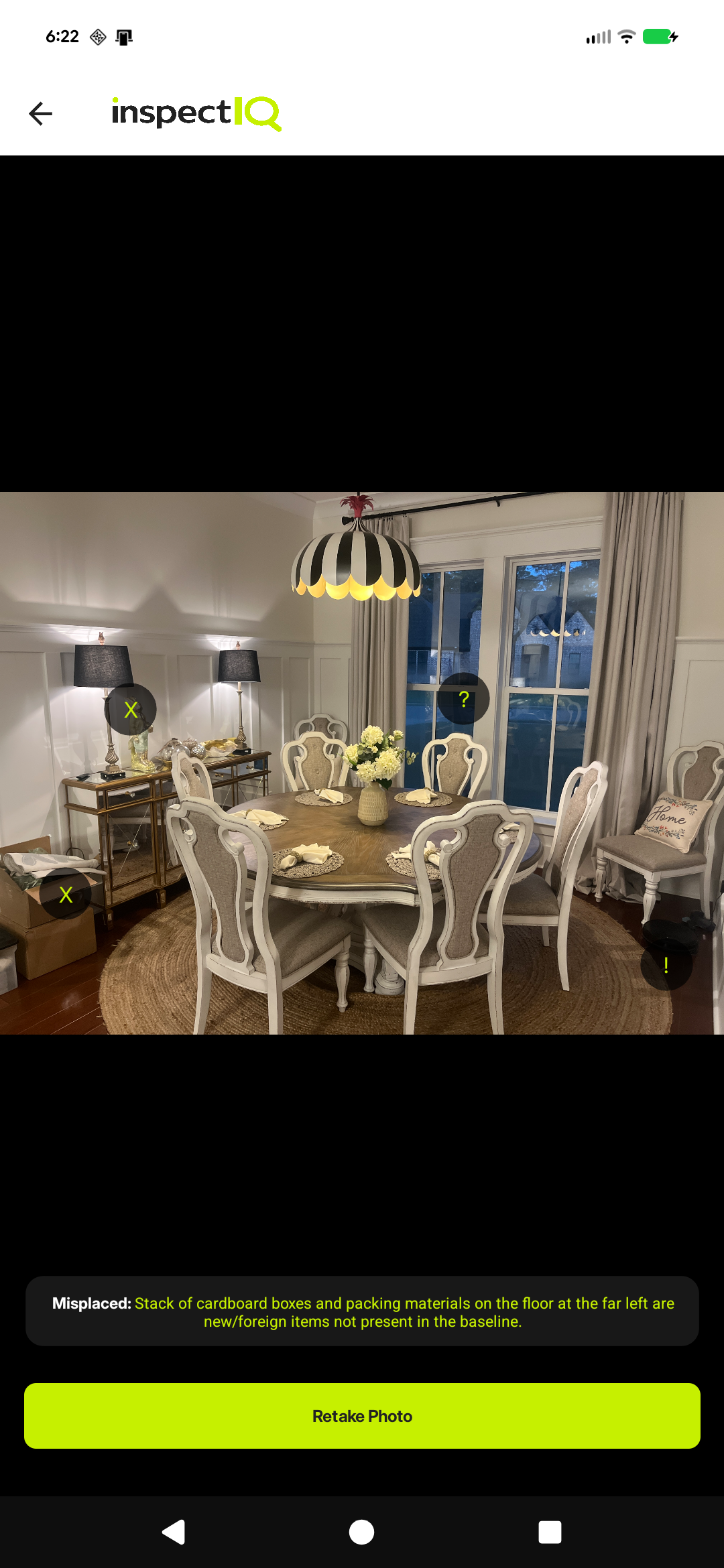 InspectIQ AI comparison results highlighting detected changes between photo sets